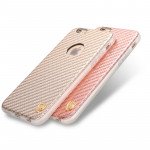 Wholesale iPhone 7 Plus Carbon Fiber Armor Hybrid Case (Champagne Gold)